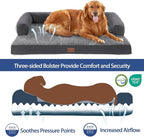Orthopedic Dog Beds for Extra Large Dogs, Waterproof Egg Crate Foam XL Dog Bed with Sides 45 * 35Inch, Big Dogs Couch Beds with Removable Washable Cover and Nonskid Bottom, Dark Grey