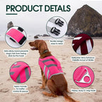 Kuoser Medium Dog Life Jackets - Reflective Swim Vests for Beach & Boating, Pink