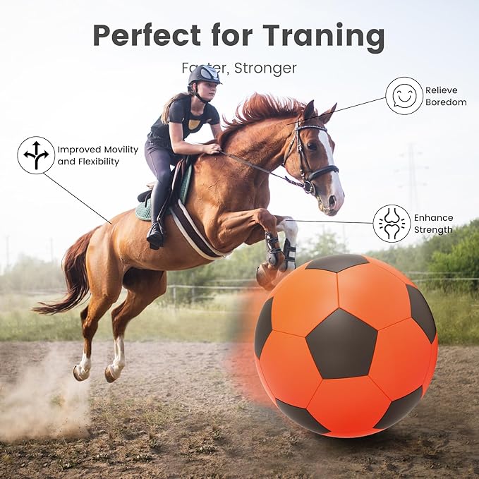 Diman Herding Ball for Dogs: 25 Inch Horse Balls for Outdoor Play, Giant Pet Toys Balls for Australian Shepherd, Dogs or Horses, Orange Black