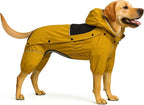 LOVELONGLONG Fleece-Lined Dog Raincoat with Removable Hood – Waterproof Winter Full Body Dog Jacket – Windproof Snowproof Cold-Weather Suit – Yellow-F XXS