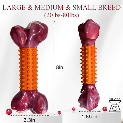 Apasiri Dog Toys for Aggressive Chewers Peanut Butter Flavored, 8" Tough Dog Chew Bone, Nylon & Rubber Chew Toy, Dog Bone Toy for Large Medium Breed 20-80lbs