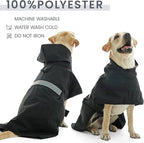 Nanaki Small Dog Raincoat with Leash Hole,Reflective Adjustable Pet Hooded Rain Ponchos for Rainny Snow Foggy Days,Windproof Waterproof Dog Coat Jacket Vest for Outdoor Hiking Walking Hunting Black M