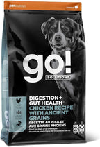 Go! Solutions Digestion + Gut Health, Dry Dog Food, Chicken Recipe with Ancient Grains, 12 lb Bag