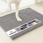 Muddy Mat® AS-SEEN-ON-TV Highly Absorbent Microfiber Door Mat and Pet Rug, Non Slip Thick Washable Area and Bath Mat Soft Chenille for Kitchen Bathroom Bedroom Indoor and Outdoor - Grey XXL 60"X48"