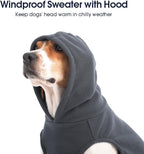 IECOii Dog Hoodie for Medium Dogs, Warm Fleece Dog Hoodies Sweater with Leash Hole and Pocket, Cozy Dogs Cold Weather Coat for Fall Winter Hooded Sweatshirt Vest for French Bulldog, Grey, L