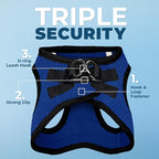 Best Pet Supplies Voyager Step-in Air Harness - All Weather Mesh, Reflective, No Pull Harness for Dogs, Cats - Secure with Hook & Loop Fastener, Buckle, Double D-Rings - Royal Blue/Black Trim, M