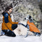 VIVAGLORY Snowrap Dog Coat, Jacket with Harness Hole & Velcro Closure, Dog Coat for Winter & Cold Weather, Fluffy Warm Fleece Lined Reflective Water Resistant for Puppy, XS, Orange