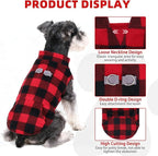 KOOLTAIL Dog Fleece Vest Sweater, Warm Puppy Christmas Jacket with Dual Leash D-Ring and Pocket for Small Medium Dogs, Cozy Soft Pet Winter Cold Weather Coats Fall Clothes Hoodie Boy Girl,Red Plaid S
