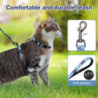 Hikiko Cat Harness and Leash Set Escape Proof Adjustable Walking Travel Soft Boy Kitten Harness for Small Medium Large Cats (Blue Plaid, M)