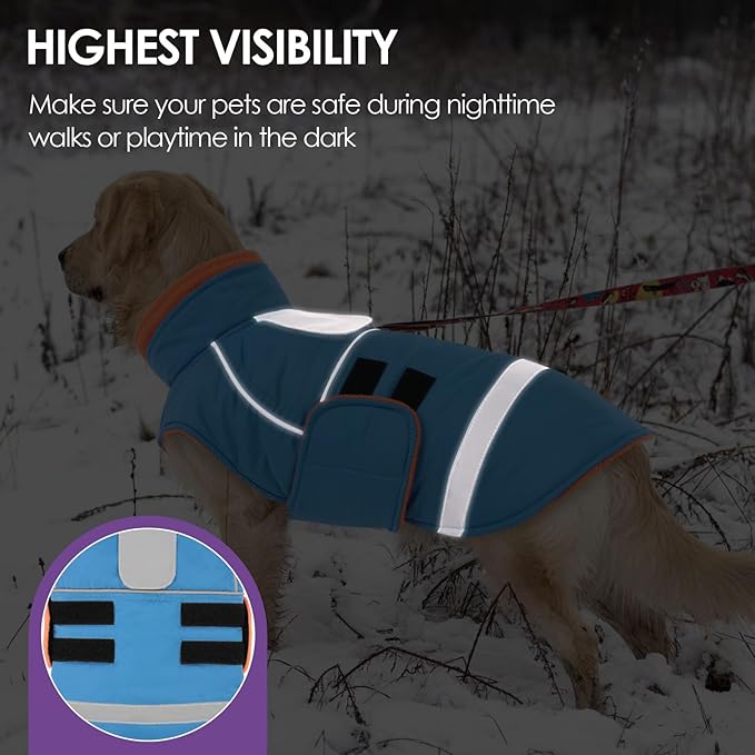 SUNFURA Small Dog Coat, Warm Dog Winter Coat, Adjustable Pet Jacket with Leash Hole, Waterproof Pet Snow Jacket Puppy Sweater Coats, Turquoise XS