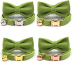 Personalized Cat Collars with Bells Custom Cat Collar with Name Tag Cute Soft Small Cat Collar for Boy and Girl Cats Kitten (Matcha Green)