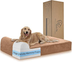 Orthopedic Dog Beds for Large Dogs, 7" Memory Foam Dog Beds with Waterproof Liner, Chew Proof Microsuede Cover, Removable and Washable, Nonskid Bottom, 48"x30"x7" L Khaki