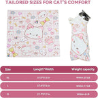 Cat Grooming Wrap for Cutting Nails, 27.6" Anti-Escape Calming Cat Swaddle Wrap for Medicine, Nail Clipping, Teeth Brushing, Ear Cleaning, Self-Adherent Burrito Restraint, (Happy Kitty, L)