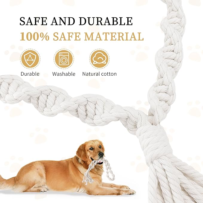 Dog Rope Toys for Large/Medium Aggressive Chewers, Tough Cotton Chew Toy, 18in Indestructible, Tug of War Dog Pull Rope Teeth Cleaning (2 pack-18Inch)