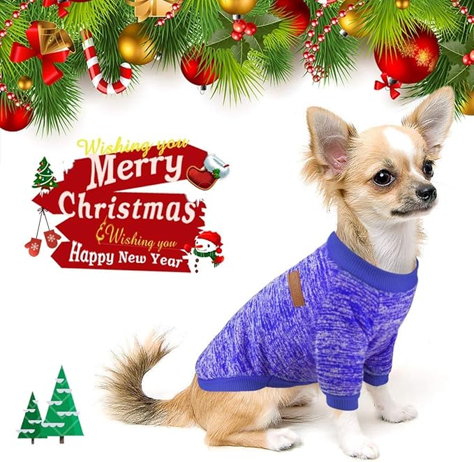 Idepet Pet Dog Classic Knitwear Sweater,Soft Fleece Coat for Small,Medium,Large Dog,Warm Pet Dog Cat Clothes,Soft Puppy Customes (S, DarkBlue)