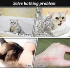 Cat Bathing Bag, Breathable Mesh Cat Shower Bag Anti Scratch Adjustable Cat Grooming Bag for Nail Trimming, Bathing Polyester Soft Cat Washing Bag (White- Black)