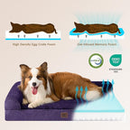 EHEYCIGA Memory Foam Dog Bed XXL, Giant Dog Bed Orthopedic with Washable Removable Cover, Waterproof Pet Bed Couch for Jumbo Dogs, 48x36x7 Inches, Purple