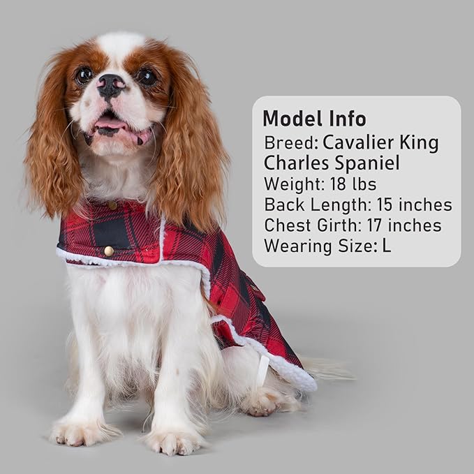 KYEESE Dog Coat Windproof Dog Coats for Small Dogs Waterproof Dogs Jacket with Fleece Lined Soft Pet Sweater for Cold Weather Warm Pet Winter Puffer Coat with Leash Hole Thick Cat Clothes with Pocket