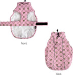 Adjustable Waterproof Dog Raincoat for Dogs,Lightweight Pet Rain Jacket Puppy Clothes with Reflective Strip for Small Medium Large Dogs(XX-Large,Gold Cheery Blossoms Pink)