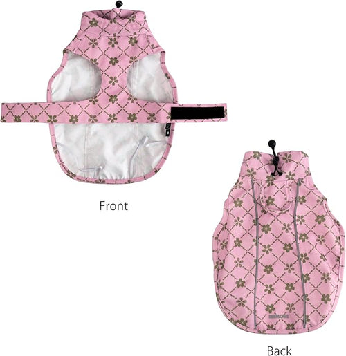Adjustable Waterproof Dog Raincoat for Dogs,Lightweight Pet Rain Jacket Puppy Clothes with Reflective Strip for Small Medium Large Dogs(XX-Large,Gold Cheery Blossoms Pink)
