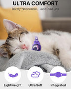 Cat Tracker Collar - Waterproof Airtag Cat Collar with Finder Tag (iOS ONLY), Compatible with Apple Find My, Breakaway Tractive Design with Reflective Pattern & Bell, Purple(Not for Android Devices)