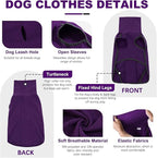 ROZKITCH Dog Sweatshirts for Large Dogs, Pet Windproof Warm Cold Weather Jacket Vest Cozy Jumpsuit Apparel Outfit Clothes for Walking Hiking Travel Sleep Purple L