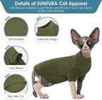SUNFURA Turtleneck Sweater for Cat, Sphynx Cats Shirt Hairless Cat Sweaters with Sleeves, Warm and Soft Kitten Pullover Fleece Winter Pajamas Jumpsuit for Puppy Cats, ArmyGreen S