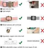 Cat Collar Breakaway, Personalized Leather Cat Collar with Bells-Adjustable Customized Collar with Name & Phone Number Tag for Girl Boy Cats -Quick Release Buckle for Cats & Kittens (Pink)