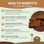 Gaines Family Farmstead Elk & Sweet Potato Dog Treats – 6 oz Natural, High-Protein, Grain-Free, Limited Ingredient Soft Chews for Gut Health and Sensitive Stomachs, Made in USA