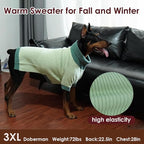 Extra Large Dog Sweater, Sleeve Turtleneck Sweater with Harness Hole, Christmas Pullover Sweaters for Dogs Boy Girl, Winter Dog Jumper for Rottweiler, Alaskan, Great Dane, Green 4XL