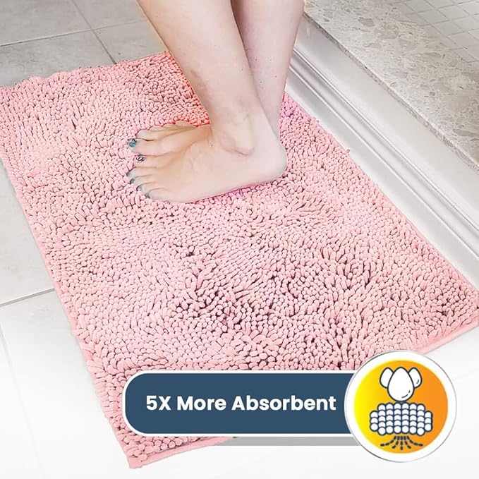 Muddy Mat® Shown on TV – Super Absorbent Door Mat Indoor, Microfiber Quick Dry Chenille Entryway Rug, Non-Slip Front Door Mat, Indoor Mats for Entryway, Machine Washable Pet Rug, Pink 24"x36"