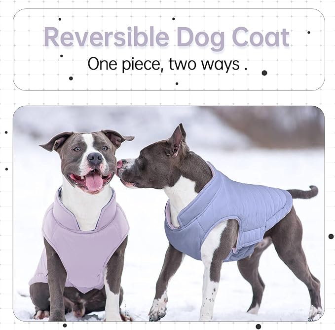 Lelepet Reversible Dog Coat Waterproof Dog Jacket Windproof Puffer Vest for Winter Warm Lightweight Coats for Large Dogs Adjustbale Hook & Loop Pet Apparel with Leash Hole, Golden Retriever, 3XL