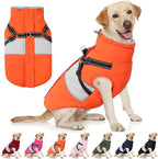 AOFITEE Dog Winter Coat, Dog Coat with Harness Built in, Dogs Jacket for Large Dogs, Reflective Waterproof Pet Puffer Jacket Snowsuit, Warm Fleece Windproof Pet Sweater for Cold Weather, XL