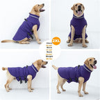 Medium Dog Coat with Harness Built-in, Waterproof Reflective Fleece Lined - Warm Windproof Winter Jacket with Back Zipper, Cold Weather Snow Dog Coats - Purple - M