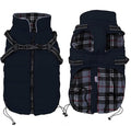 Geyecete Winter Warm Coat Waterproof Jacket with Harness Traction Belt,Pet Outdoor Jacket for Small Dogs-Navy