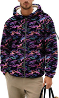 Men's Camouflage Hunting Fleece Lined Hoodie Camo Jackets Zip Up Long Sleeve Casual Winter Coats Hood Outerwear