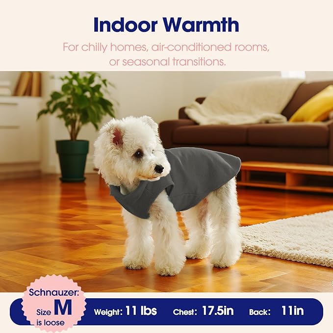 FUAMEY Dog Fleece Vest for Small Dogs,Warm Stretchy Dog Sweatshirts Pullover with Leash Hole Dogs Sweater Soft Pet Turtleneck Cozy Pet Vest Lightweight Sleeveless Grey XXS