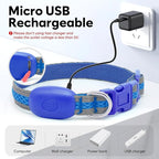 Flashseen LED Cat Collar,Light Up Dog Collar Rechargeable, Dog Lights for Night Walking, Comfortable Soft Mesh Pet Collar Adjustable for Cats Puppy and Small Dogs(Blue, XS)