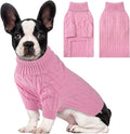 Small Dog Thermal Pullover Sweater, Classic Turtleneck Cable Knitwear Dog Clothes for Cold Weather Warm Pet Clothes for Chihuahua, Bulldog, Dachshund, Pug Pink XX-Large