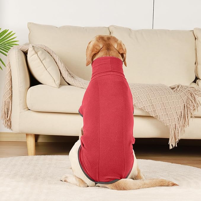 ROZKITCH Dog Winter Coat Soft Pullover Pajamas, Pet Windproof Warm Cold Weather Jacket Vest Cozy Jumpsuit Apparel Outfit Clothes for Xmas Walking Sleep BrightRed 3XL