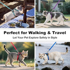 Plutus Pet Adjustable Cat Harness and Leash Set, Quick Release, Escape Proof Nylon Vest with Leather Trim for Kitten, Small Medium Large Cats, Purple