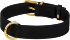 Leather Dog Collar - Heavy Duty Adjustable Soft Padded Pet Collars for Small Medium Large Dogs Breed - Black Green Brown Pink Red Blue (Black, M, 12"-15" Neck Fit)