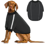 Queenmore Fleece Dog Sweater for Male Dogs, Soft Pullover Dog Sweatshirt with Leash Hole/Reflective Stripes – Cozy Winter Fleece Jacket for Small Medium Large Boy Puppy, Grey XXL