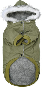 Warm Dog Hooded Trench Coat Windproof Parka Jacket for Cold Weather (M, Green)