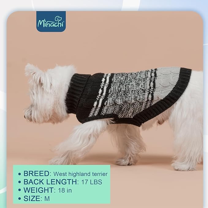 Mihachi Soft Warm Dog & Cat Pullover - Women's & Men's Pet Dogs & Cats Sweater Shirt, Cold Weather Turtleneck with Leash Hole, Black XS