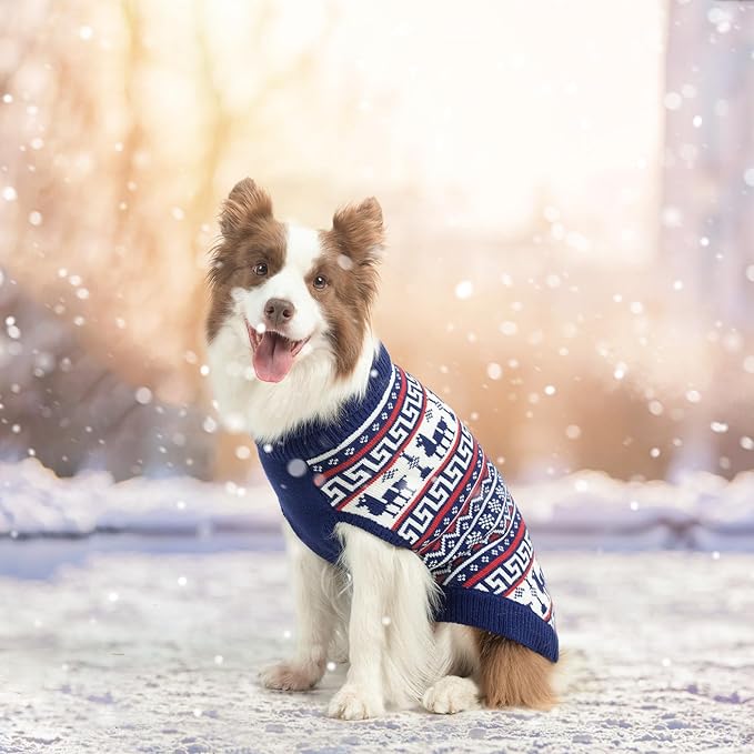 SCENEREAL Turtleneck Dog Sweater for Small Medium Large Dogs Girls Boys, Knit Pet Pullover Puppy Clothes Cold Weather Coats, Holiday Outfits Sweatshirt for Christmas, Navy XS