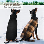 ASENKU Dog Winter Jacket Plaid Reversible Vest, Waterproof Dog Coat for Cold Weather, Perfect for Small to Large Dogs (Coffee, M)