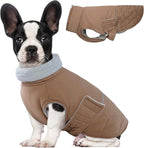 BRKURLEG Dog Winter Coat, Warm Dog Jackets for Small and Medium Large Dogs, Reflective Adjustable Pet Cold Weather Coats, Waterproof Windproof Dogs Snow Jacket Clothes Warm Vest (L, Khaki)