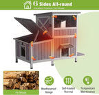 GUTINNEEN Large Insulated Cat House for Outside Indestructible Outdoor Cat House 2-Section Weatherproof Feral Cat Shelter with 3 Escape Doors for 1-5 Feral Barn Cats (Winter-Ready, 43.3"x29.4"x33.4")