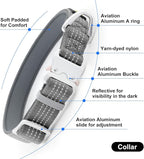 Plutus Pet Reflective Dog Collar with Aviation Aluminum Buckle, Neoprene Padded for Comfort, Lightweight, Heavy Duty Nylon Collar for Puppy Small Medium Large Dogs (Gray, S)